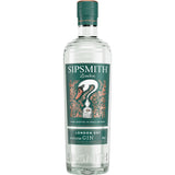 Eine 0,7-Liter-Flasche Sipsmith London Dry Gin (41,6%) von Sipsmith Gin mit einem grünen Etikett mit einem stilisierten Schwan, der das Handwerk hinter diesem handwerklichen Gin hervorhebt.