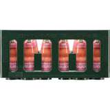 24 Glasflaschen Cocktail Plant Strawberry Colada alkoholfrei (je 0,2L) in grüner Mehrwegkiste, mit MEHRWEG-Pfandetikett auf der Oberseite.