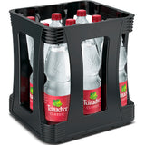 Neun Flaschen Teinacher Mineralwasser Classic à 1 Liter in einer Einweg-Kiste aus PET.