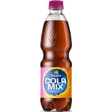 Teinacher Limo Cola-Mix PET 20x 0,5 Liter (MEHRWEG) von Teinacher Mineralwasser: eine Kunststoffflasche mit pinkfarbenem Verschluss und buntem Etikett, die erfrischenden Cola-Orangengeschmack nach Schwarzwälder Vorbild bietet.