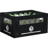 Eine schwarze Kiste mit 24 x 0,2 l Thomas Henry Bitter Lemon (MEHRWEG), jede Glasflasche mit grünem Deckel und Gesichtsetikett verschlossen, verleiht jeder Veranstaltung einen Hauch von Premium-Limonade.
