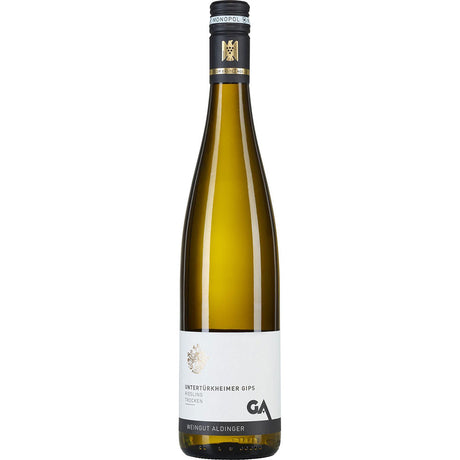 Eine große Flasche Aldinger Untertürkheimer Gips Riesling trocken 2024, ein deutscher Weißwein von Aldinger.