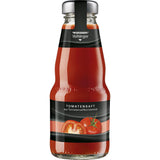 Eine 0,2-L-Glasflasche Niehoffs Vaihinger Tomatensaft (24er-Pack, MEHRWEG) mit schwarzem Etikett - ideal für die Zubereitung einer klassischen Bloody Mary.