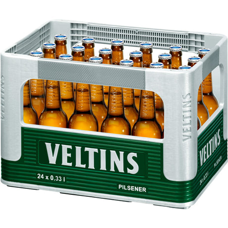 Eine Kiste mit 24 Flaschen Veltins Pilsener Alkoholfrei 0,0% 0,33L (MEHRWEG) von Veltins.