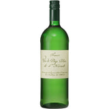 Eine grüne Flasche Schnaufer Vin de Pays de l'Hérault Blanc (6x1L Mehrweg) aus dem Languedoc, Frankreich, mit cremefarbenem Etikett, bietet den frischen Charakter eines mediterranen Weißweins.