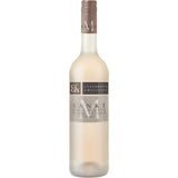 Eine Milchglasflasche Weingärtner Cleebronn-Güglingen Sankt M Pinot Meunier blanc de noir trocken 2024, mit taupefarbenem Etikett und passendem Verschluss.
